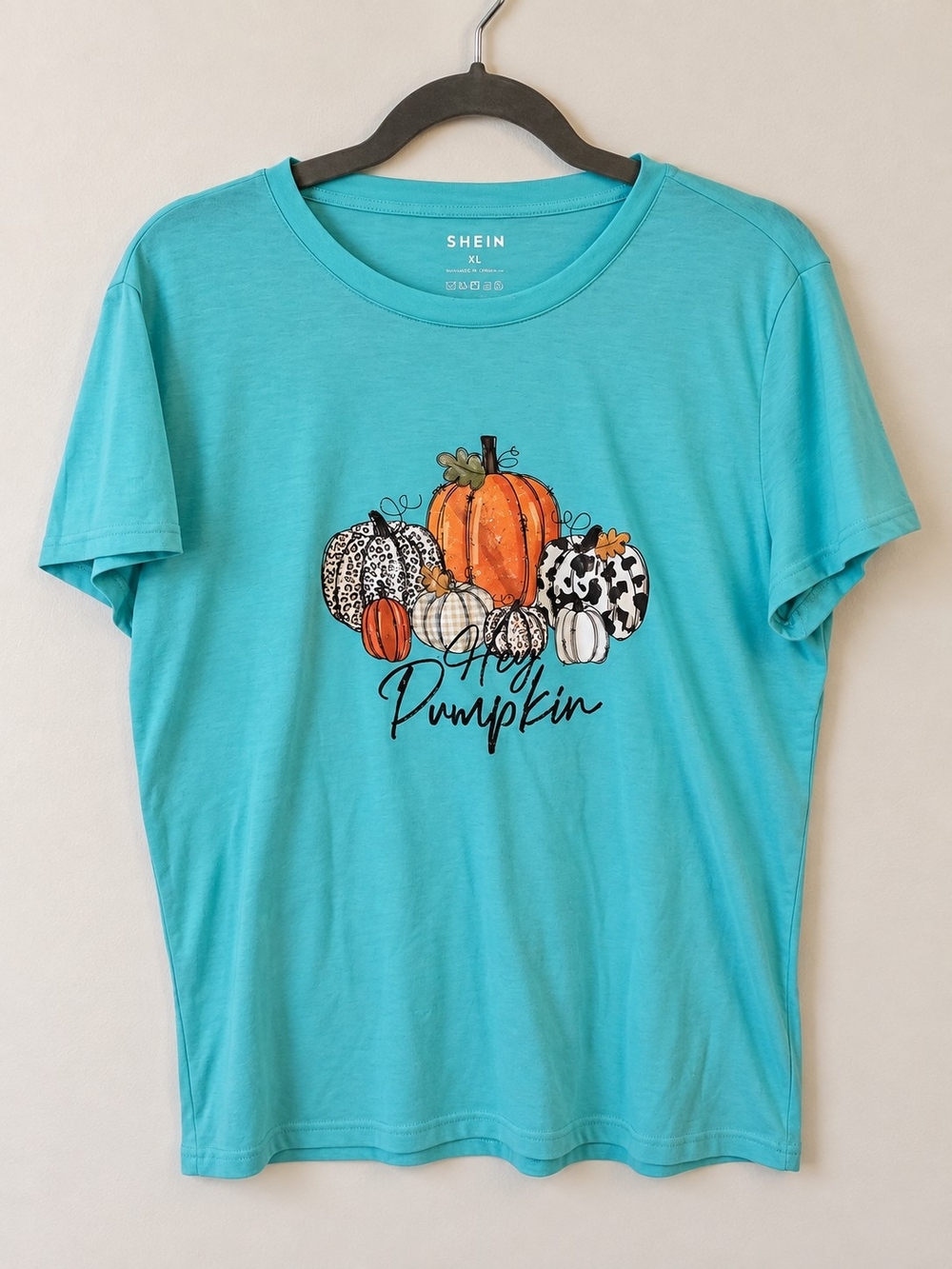 Turquoise 'Hey Pumpkin' Graphic Tee - XL